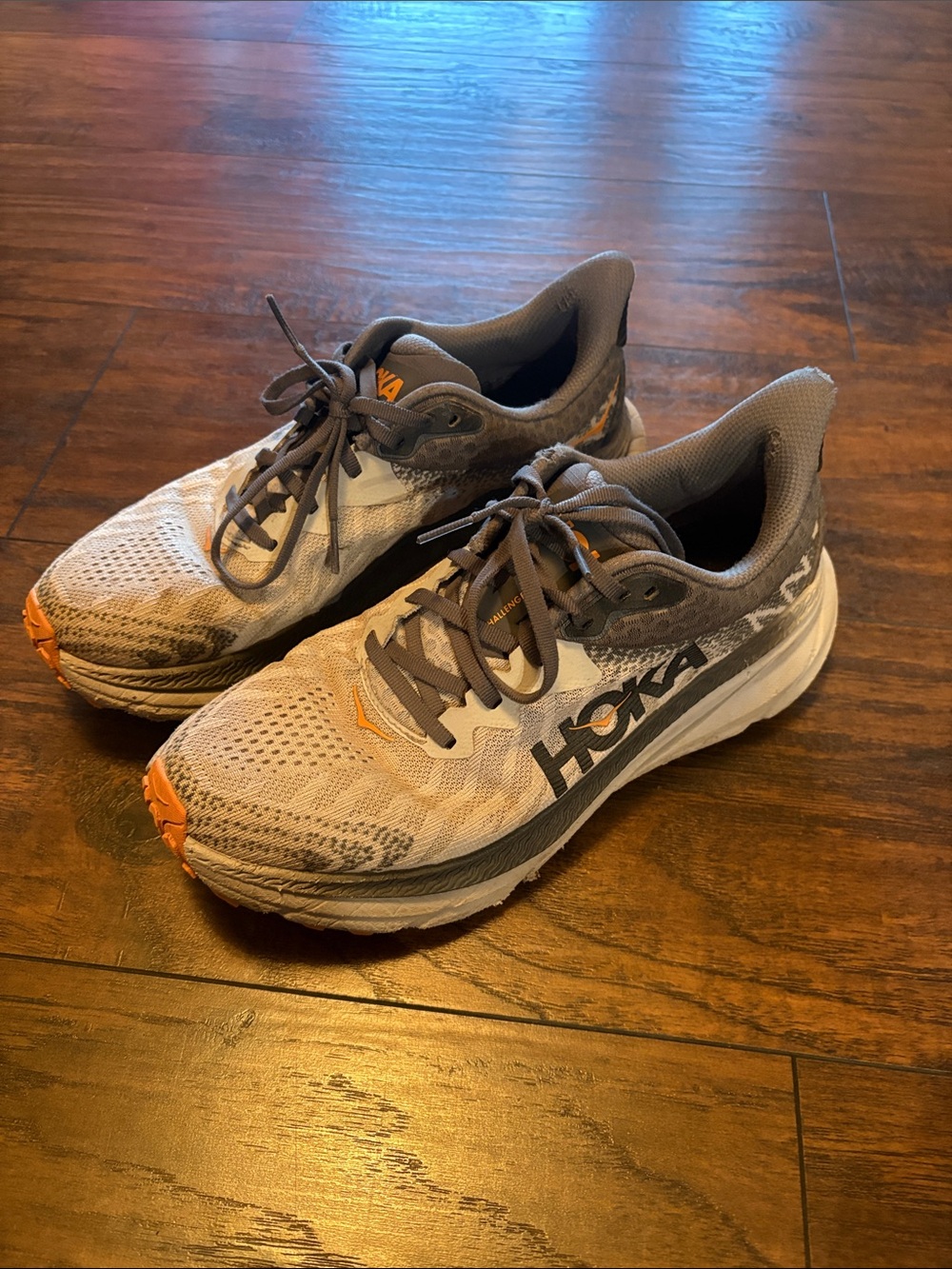 Hoka Men's Size 8 D Running Shoes in Gray with Orange Accents